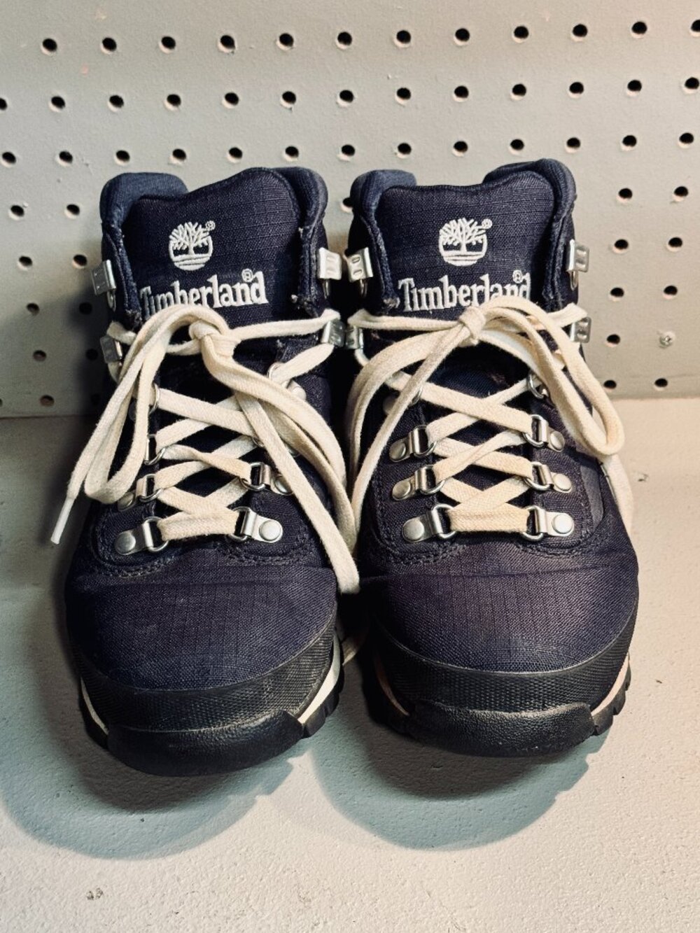 Timberland Euro Hiker Canvas Fabric Navy Blue Hiking Boots Men Size 8.5